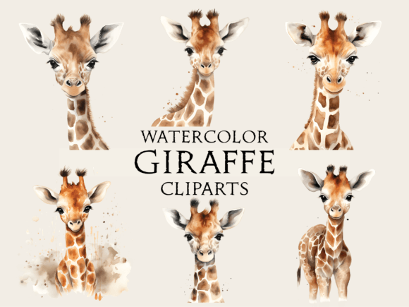 Download Watercolor Giraffe Cliparts - Watercolor giraffe Collection