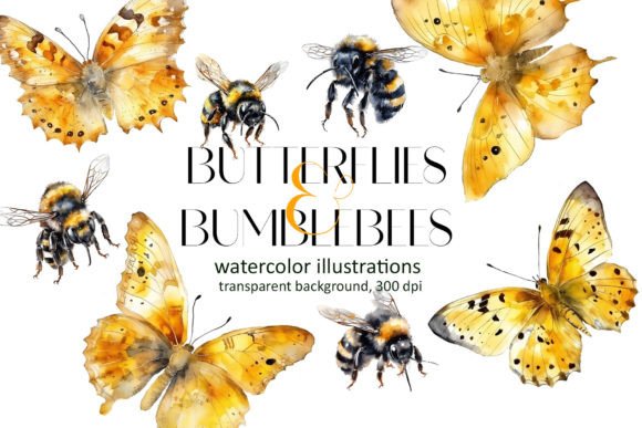 Download Watercolor Butterflies Bumblebee Clipart - Watercolor butterflies Collection