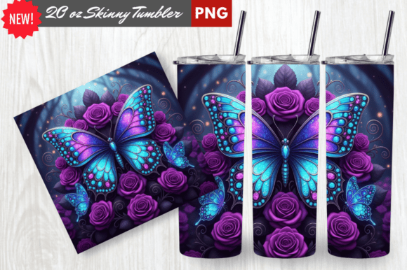 Download Gothic Purple Rose Butterfly Tumbler Png - Premium Resources