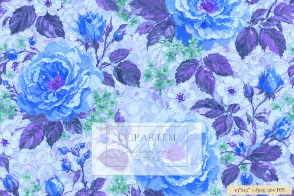 Download Blue Purple Rose Floral Pattern Design - Premium Resources