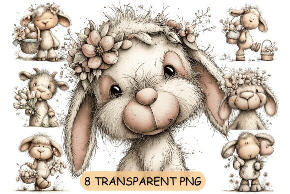 Download 8 Whimsical Easter Bunny Floral PNG - Floral png Collection