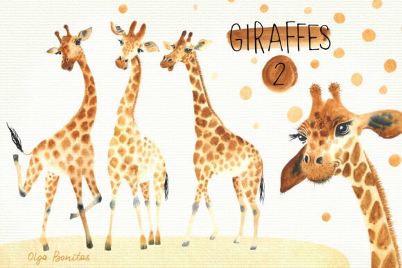 Download Watercolor Giraffes Hand Painted - Watercolor giraffe Collection