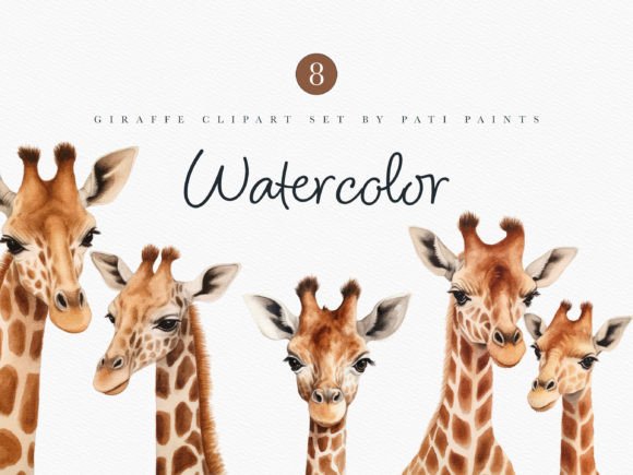Download Watercolor Giraffe Clipart Nursery Set - Watercolor giraffe Collection