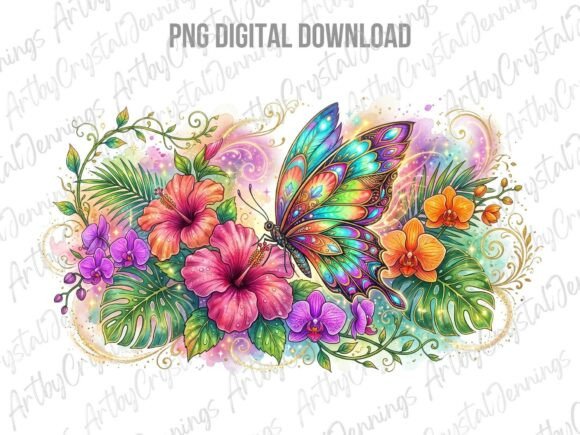 Download Vibrant Tropical Butterfly Floral PNG - Floral png Collection
