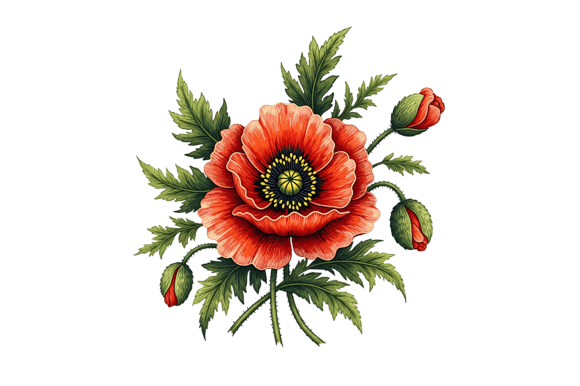 Download Vibrant Red Poppy Flower with Buds - Poppy flower Collection