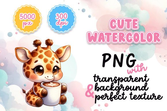 Download Cute Watercolor Giraffe with Hot Cocoa - Watercolor giraffe Collection