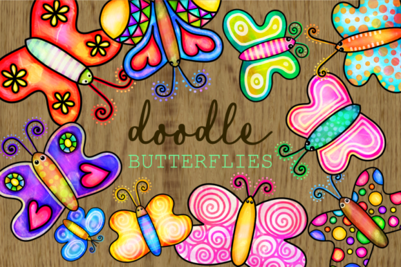 Download Hand Drawn Doodle Watercolor Butterflies - Watercolor butterflies Collection