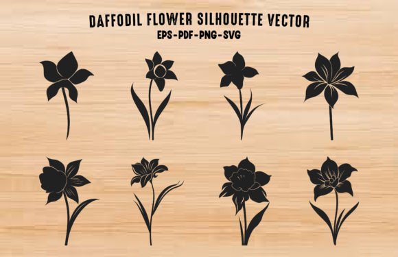 Download Daffodil Flower Silhouette Vector Set - Daffodil Collection