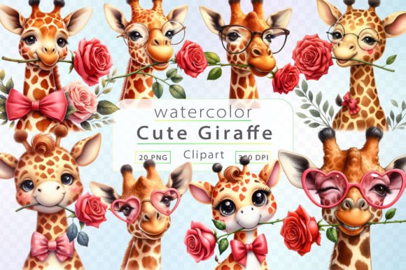 Download Watercolor Giraffe Clipart Bundle - Watercolor giraffe Collection