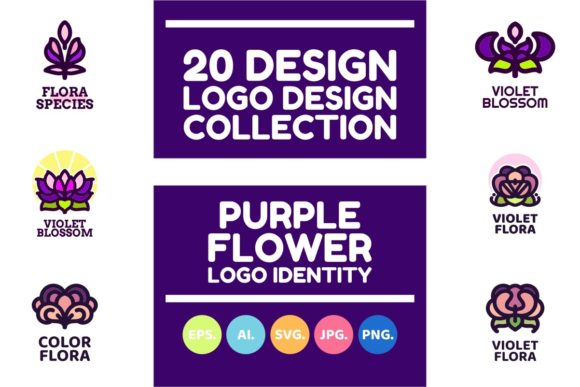 Download Purple Flower Leaf Nature Logo Design - Design Collection