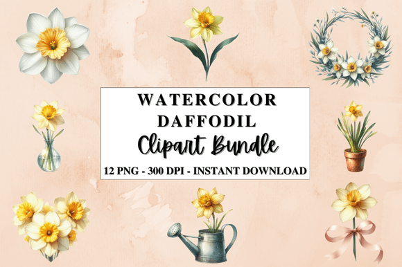 Download Watercolor Daffodil Clipart Bundle - Daffodil Collection