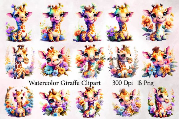Download Watercolor Giraffe Clipart - Watercolor giraffe Collection
