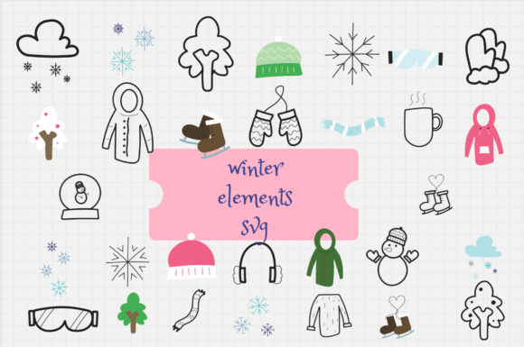 Download Winter Elements Outline Isolate - Premium Bundle