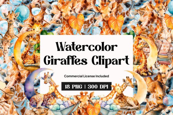 Download Watercolor Giraffes Clipart - Watercolor giraffe Collection