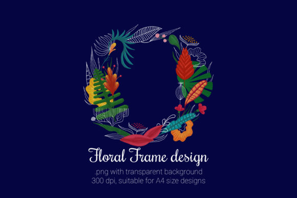 Download Floral Wreath Design with Exotic Plants - Design Collection