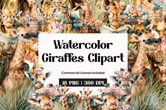 Download Watercolor Giraffes Clipart - Watercolor giraffe Collection