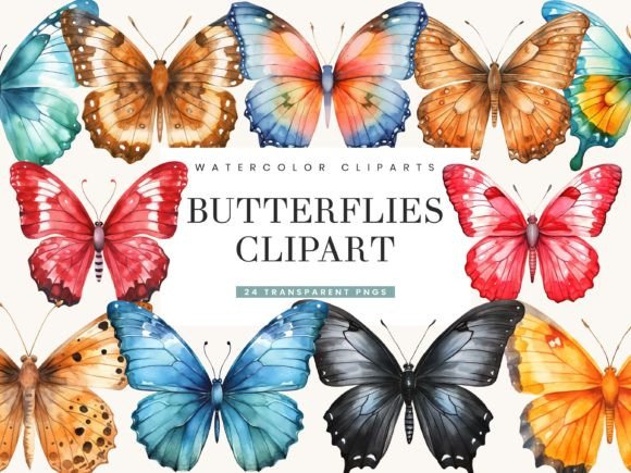 Download Watercolor Butterflies Clipart Bundle - Watercolor butterflies Collection