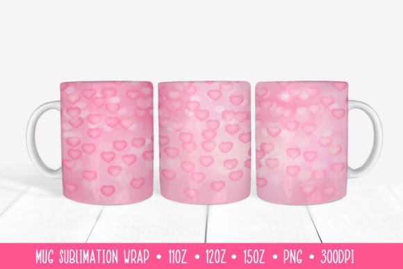 Download Soft Pink Hearts Mug Sublimation Design. - Design Collection